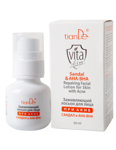 Заживляющий лосьон для лица при акне «Сандал & AHA-BHA»,...